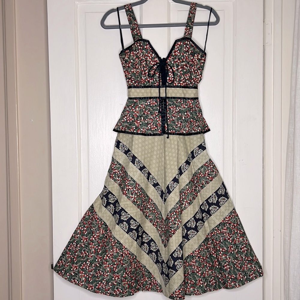 Gorgeous Vintage bustier corset Style A Line midi Dress size XS